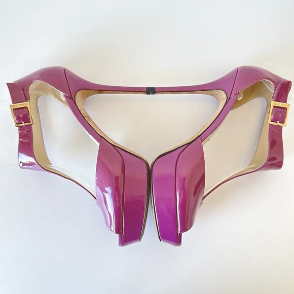 Jimmy Choo Purple Tribe Patent T-Strap Platform Heel Sandal Size 36.5 - Picture 10 of 16